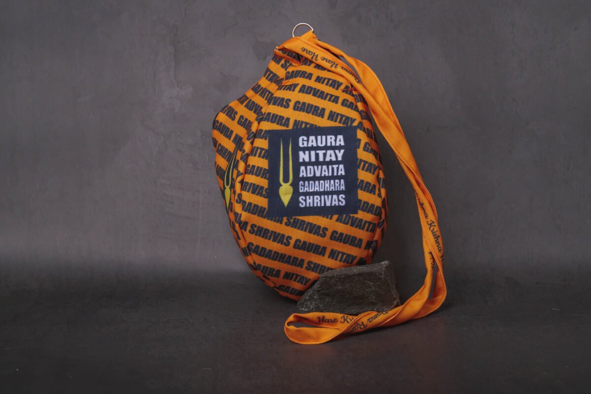 Orange Japa Bags for Tulasi Beads , Holy names and Tilak print