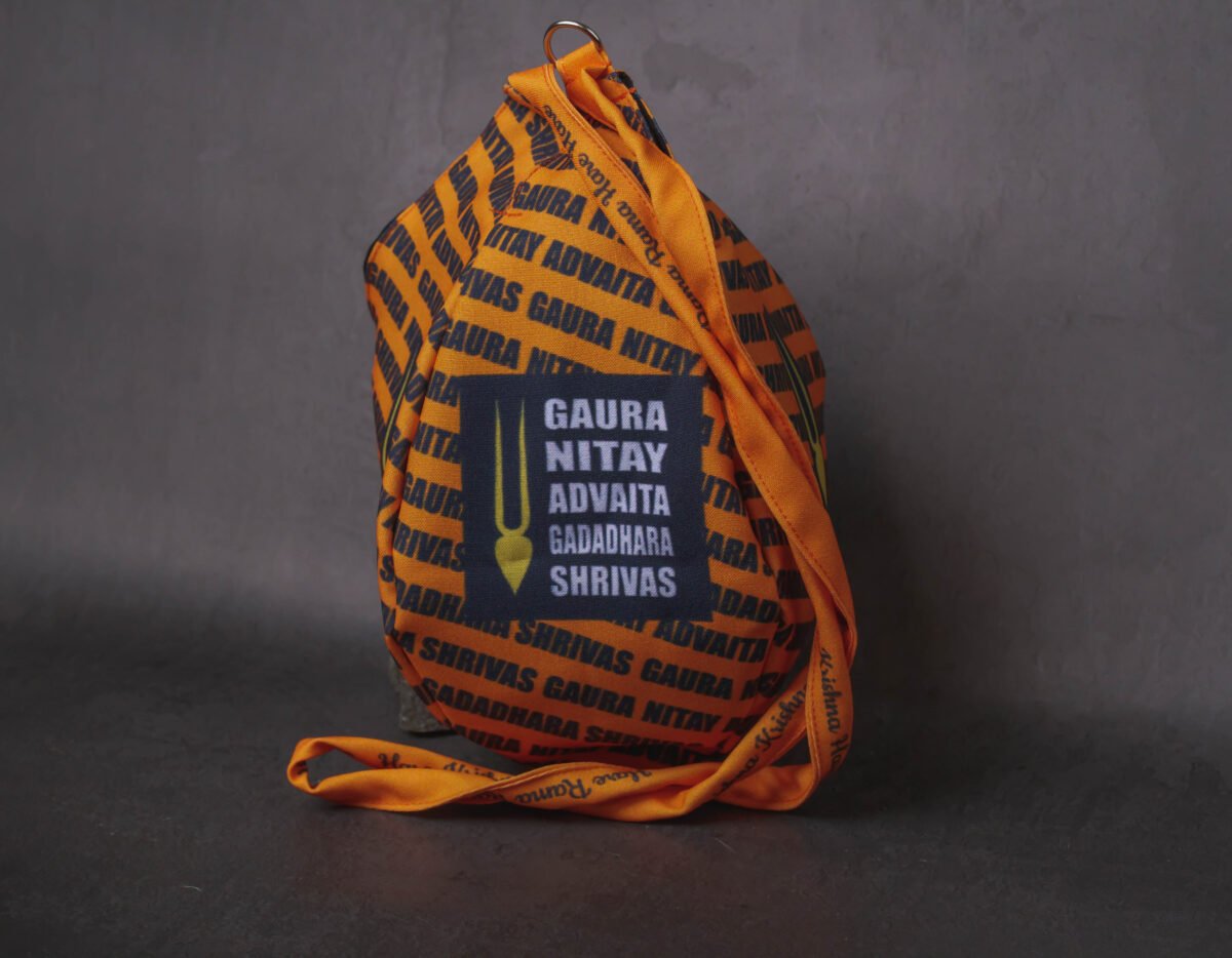 Orange Japa Bags for Tulasi Beads , Holy names and Tilak print