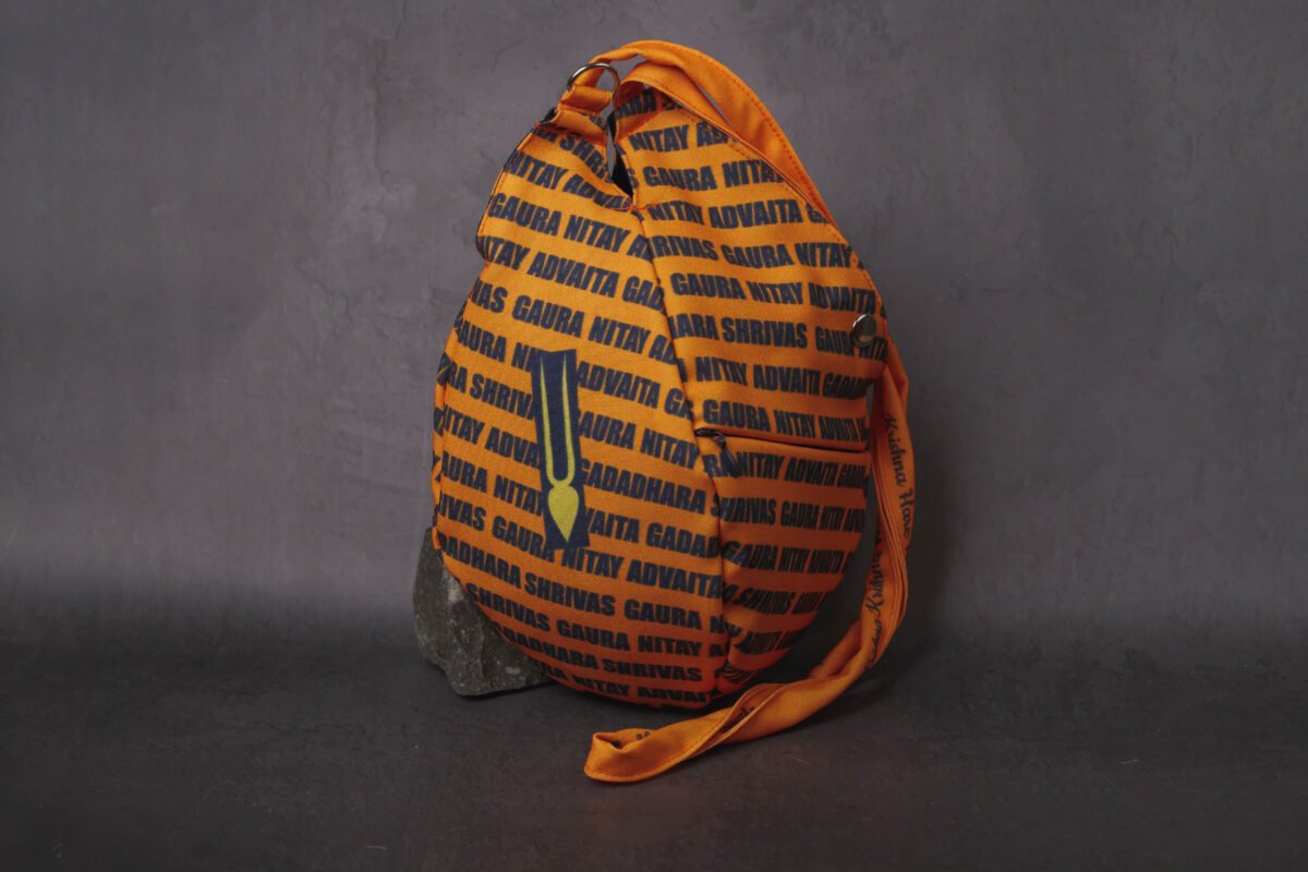 Orange Japa Bags for Tulasi Beads , Holy names and Tilak print