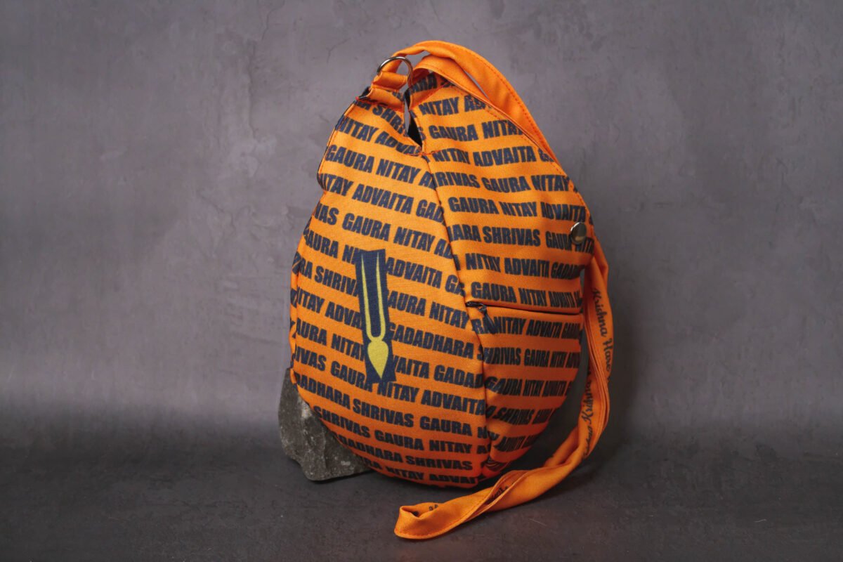 Orange Japa Bags for Tulasi Beads , Holy names and Tilak print