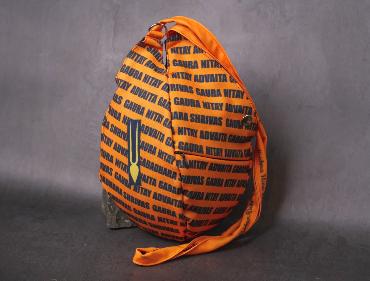 Orange Japa Bags for Tulasi Beads , Holy names and Tilak print