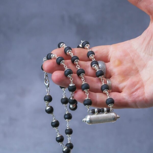 Shyam Silver Tulasi necklace with kavacha - hare krishna kanthi mala