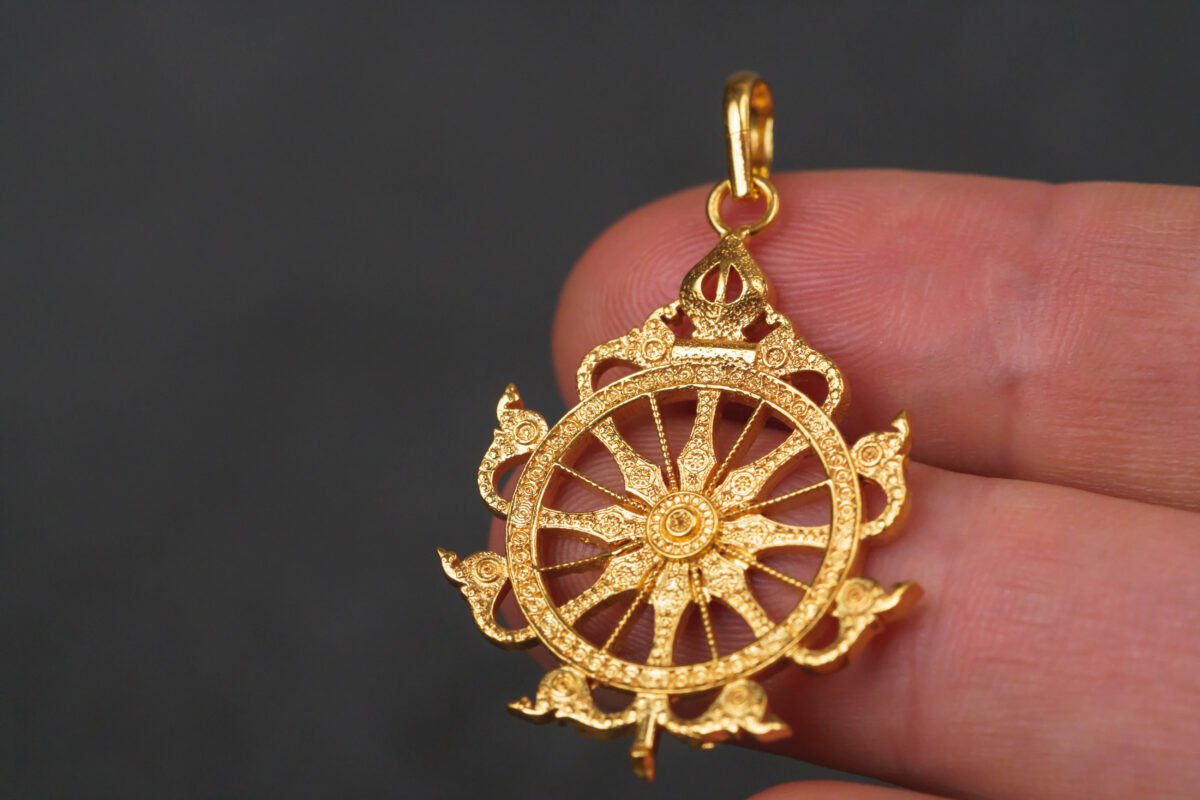 Gold chakra pendan 14 Karat ,Handmade pendant ,necklace hare krishna kanthi mala