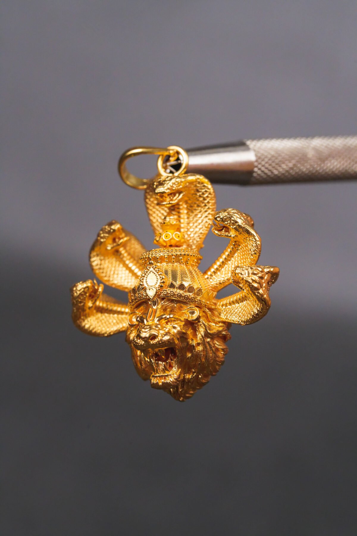 Small baby Gold AnantaShes Nrisimhadev pendant from Mayapur Ugra Narasimhadev