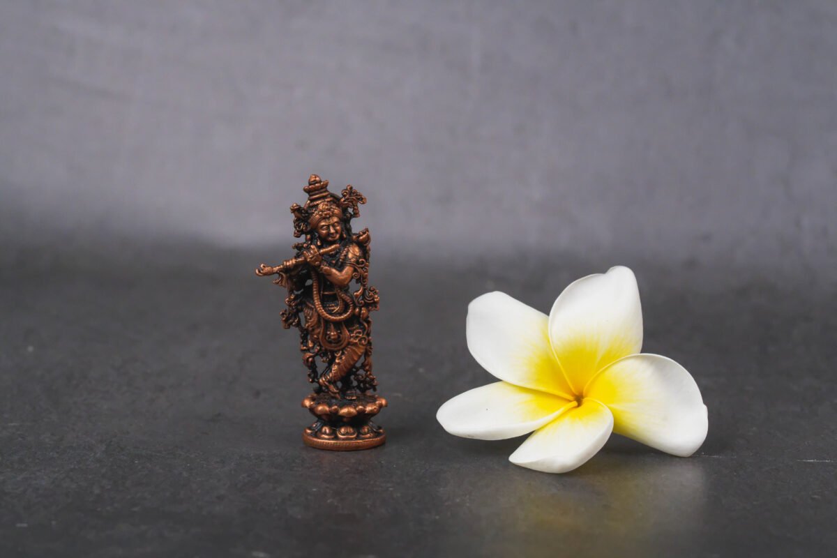 Exquisite 2.8-Inch Lord Krishna Copper Statue A Divine Addition to Your Home