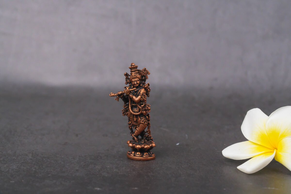 Exquisite 2.8-Inch Lord Krishna Copper Statue A Divine Addition to Your Home