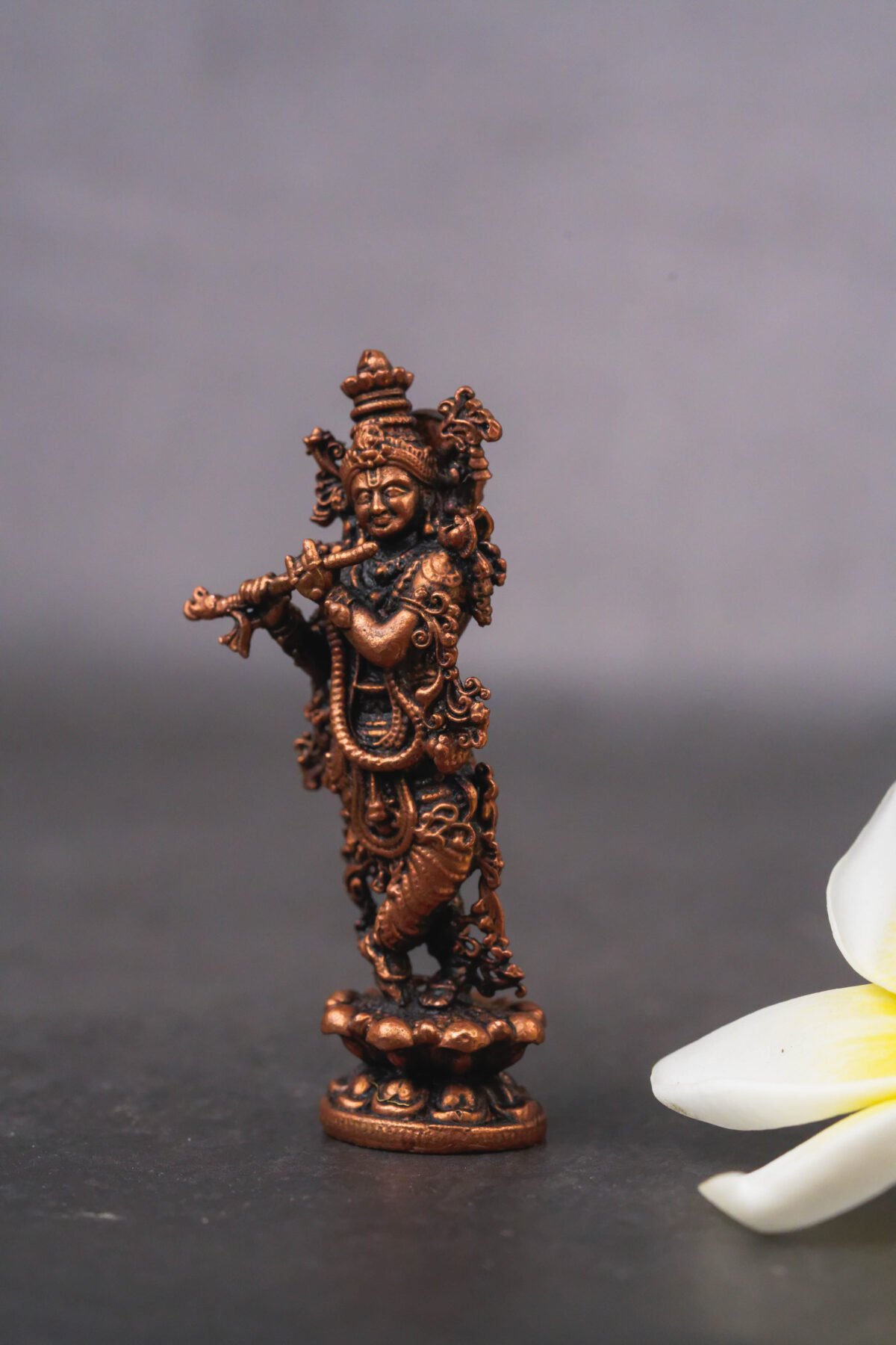 Exquisite 2.8-Inch Lord Krishna Copper Statue A Divine Addition to Your Home