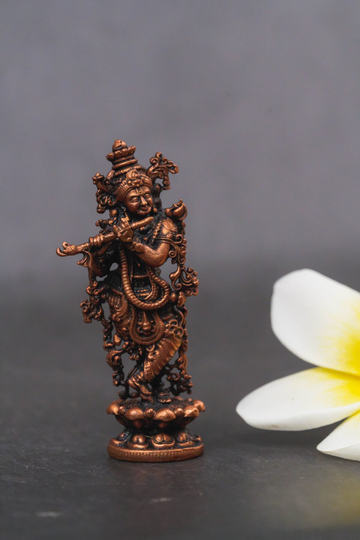 Exquisite 2.8-Inch Lord Krishna Copper Statue A Divine Addition to Your Home