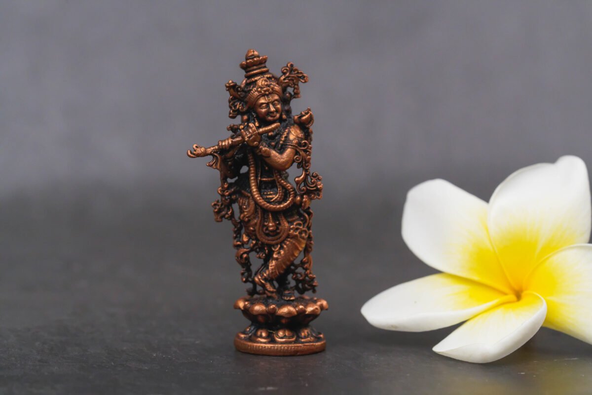 Exquisite 2.8-Inch Lord Krishna Copper Statue A Divine Addition to Your Home