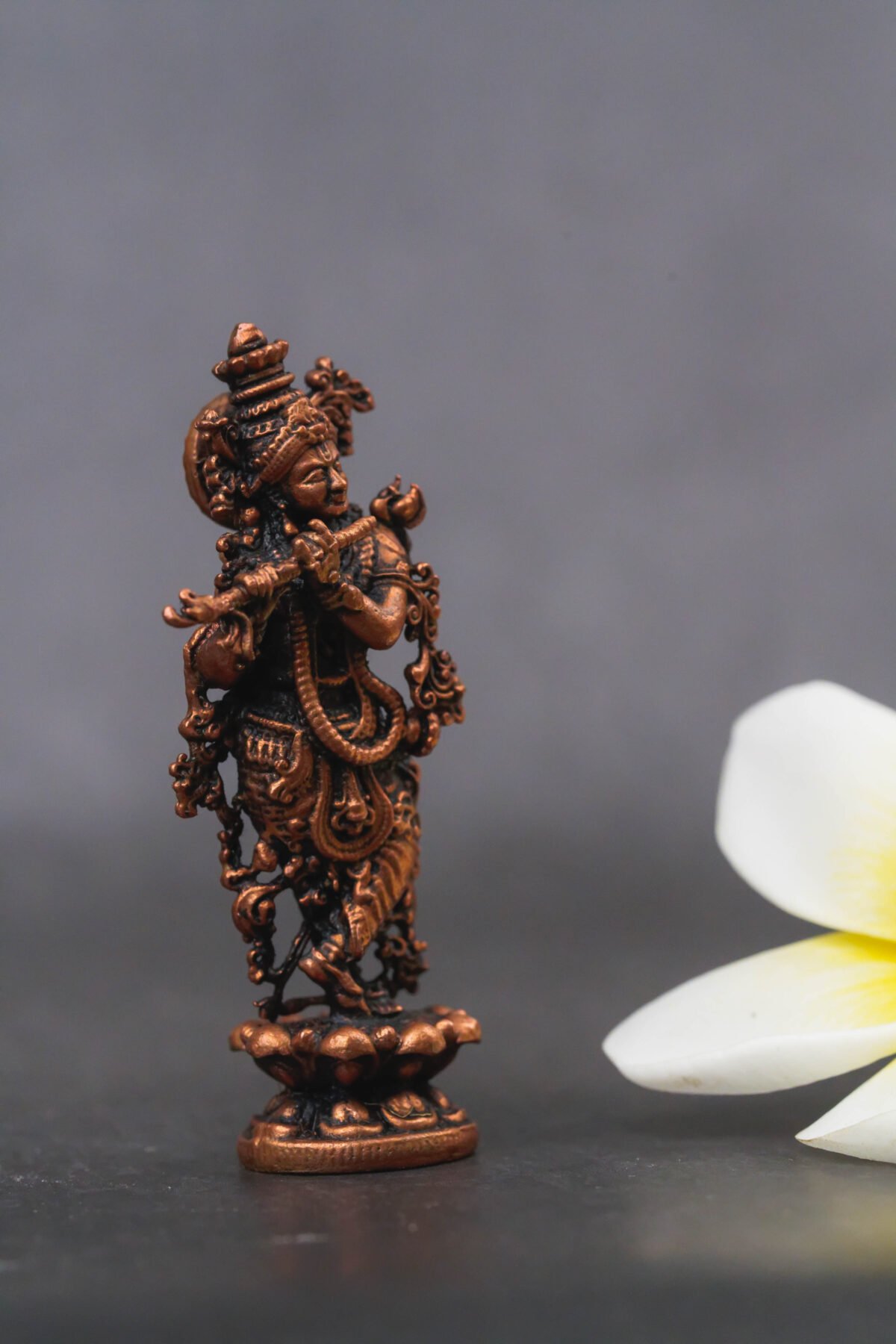 Exquisite 2.8-Inch Lord Krishna Copper Statue A Divine Addition to Your Home