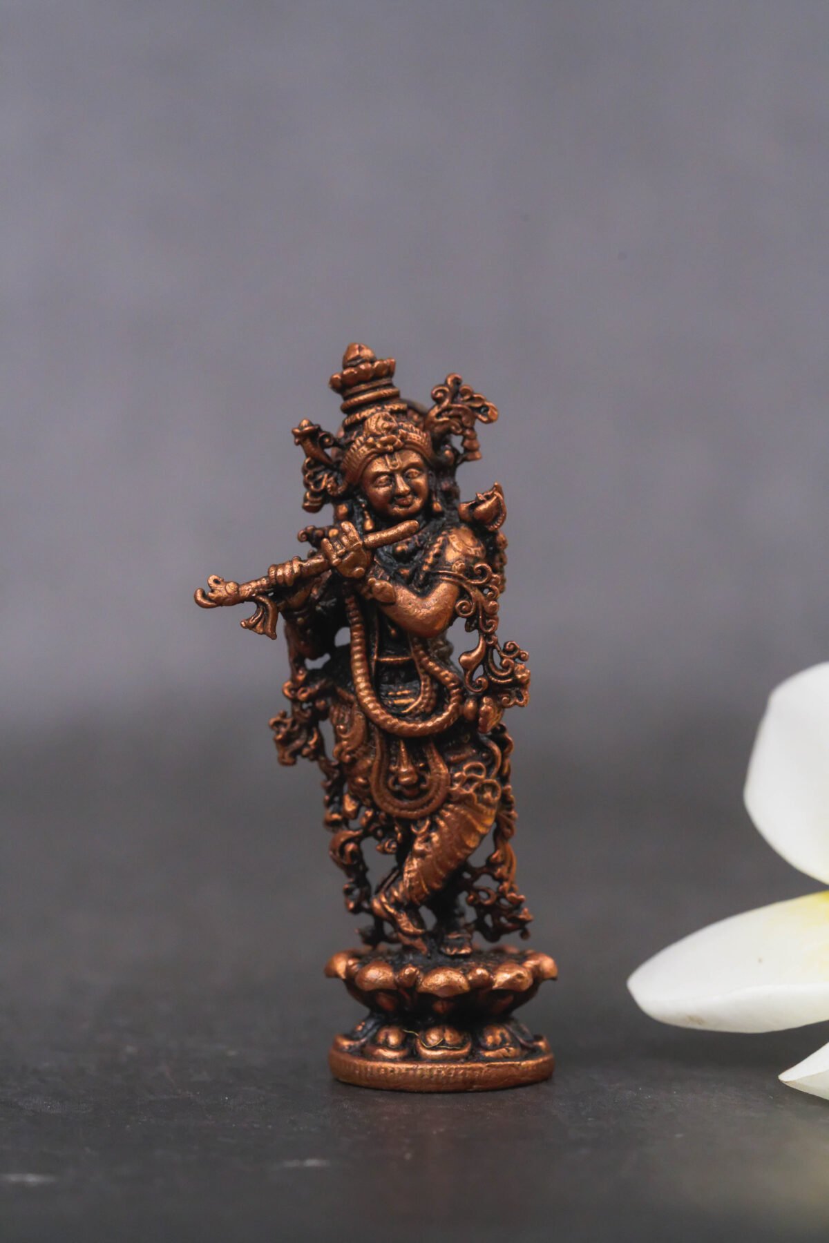 Exquisite 2.8-Inch Lord Krishna Copper Statue A Divine Addition to Your Home