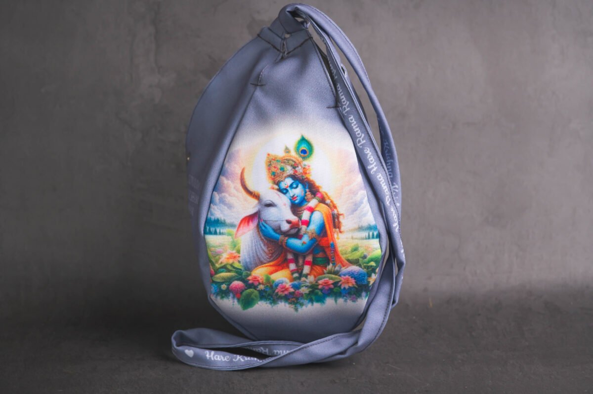 Japa Bag with Krishna and Cow  prints  for Tulasi Beads ,Krishna bag.