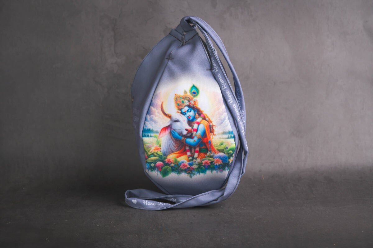 Japa Bag with Krishna and Cow  prints  for Tulasi Beads ,Krishna bag.