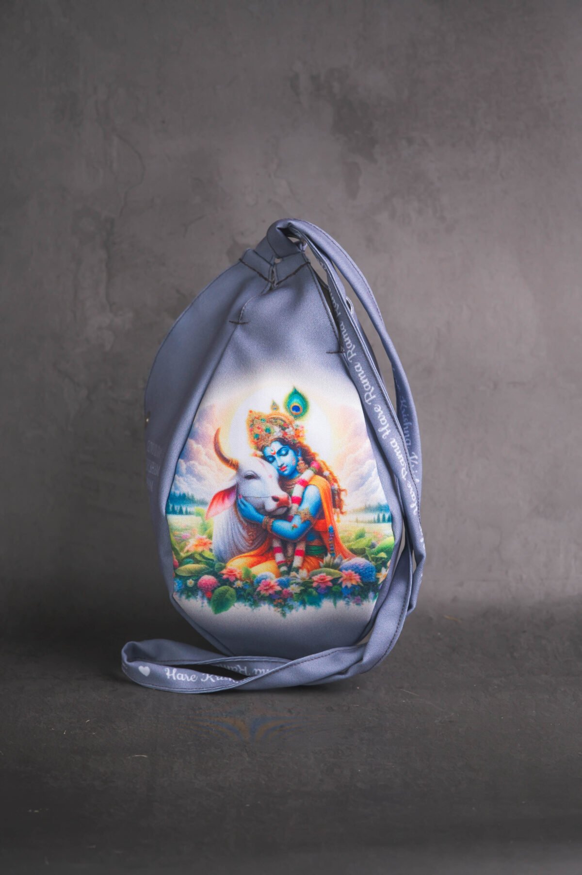 Japa Bag with Krishna and Cow  prints  for Tulasi Beads ,Krishna bag.