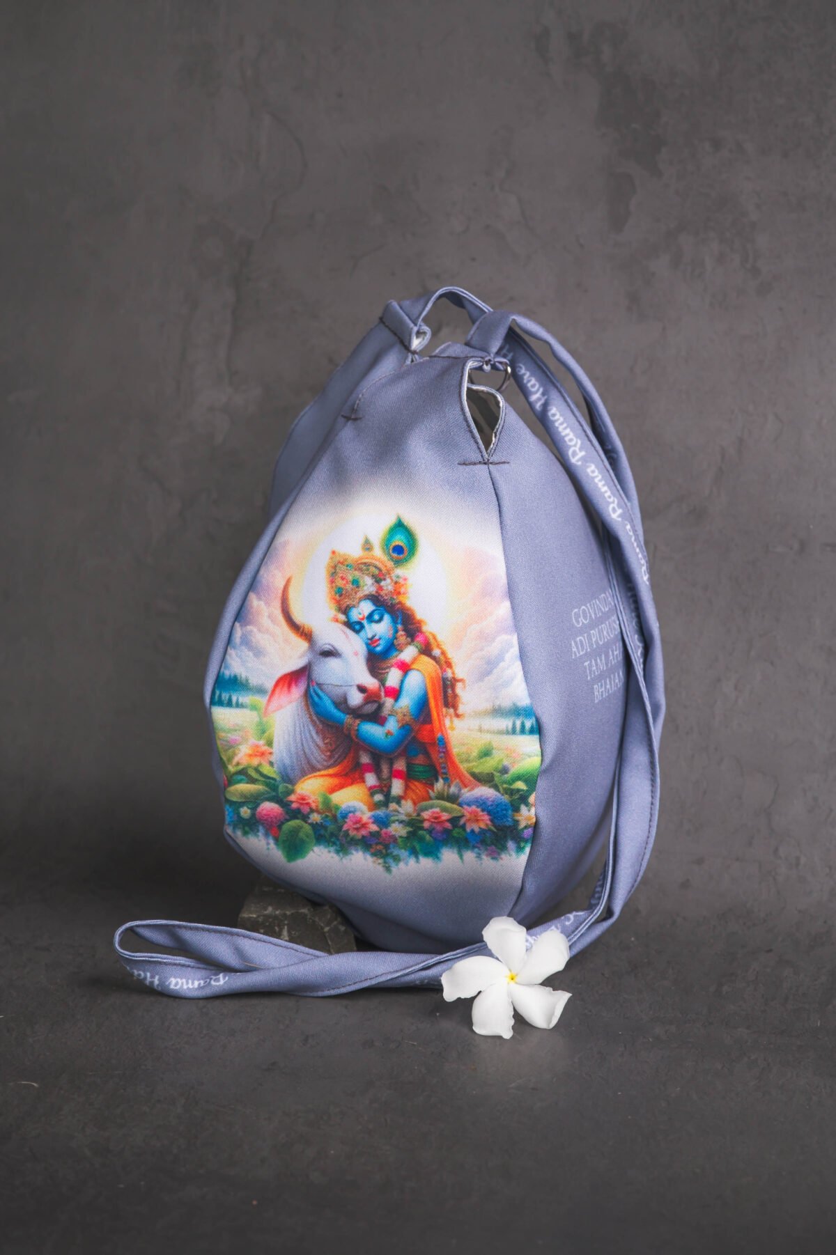 Japa Bag with Krishna and Cow  prints  for Tulasi Beads ,Krishna bag.