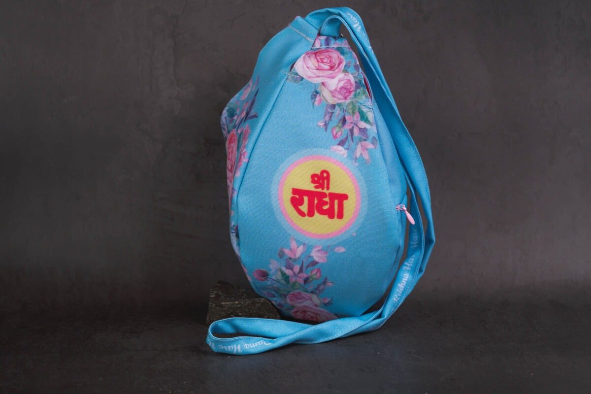 Japa Bag With Sri radhe and Flowers  prints  for Tulasi Beads ,Krishna bag.