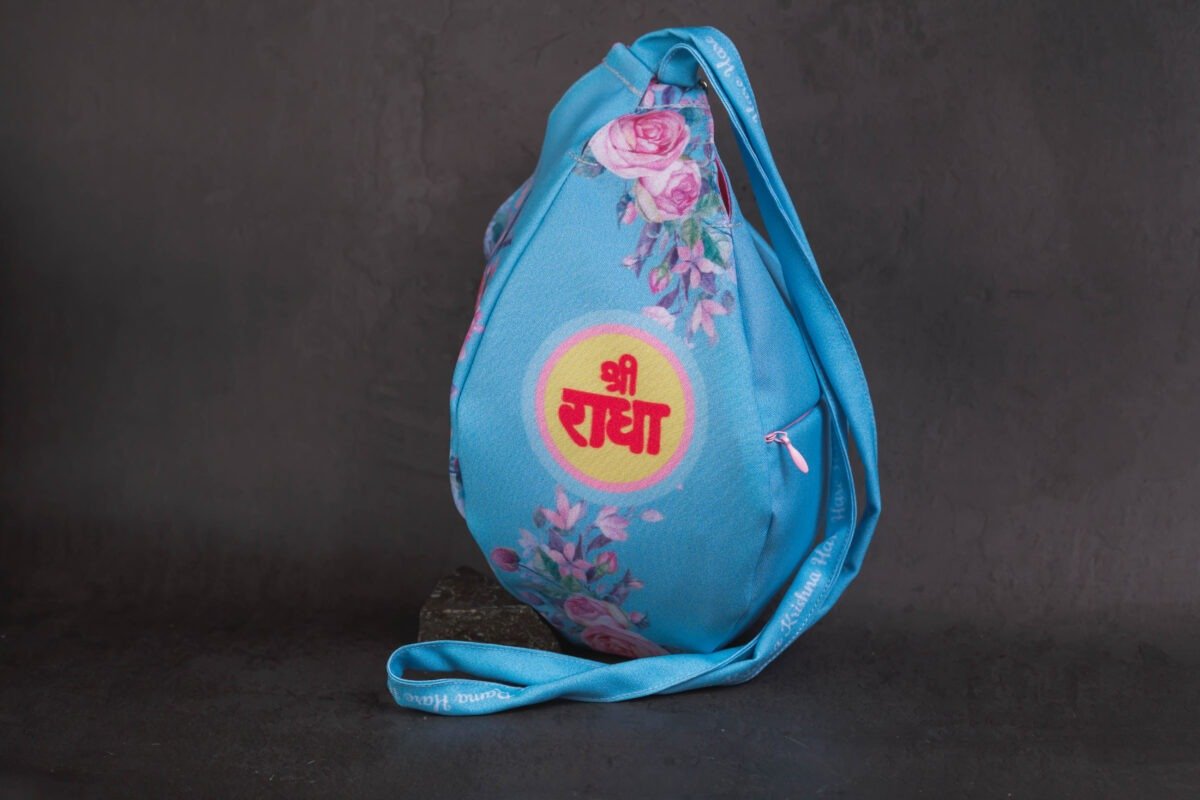 Japa Bag With Sri radhe and Flowers  prints  for Tulasi Beads ,Krishna bag.