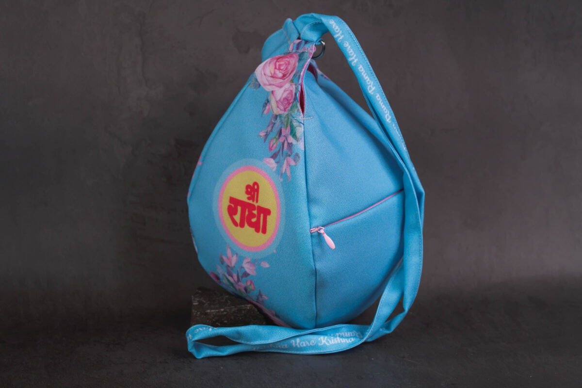 Japa Bag With Sri radhe and Flowers  prints  for Tulasi Beads ,Krishna bag.