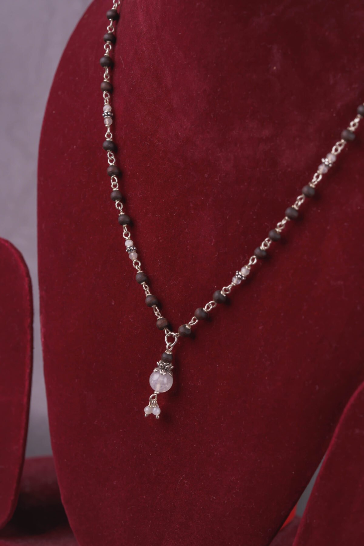 Lila Mala with Stones in Silver with Tulasi from Dhama, Krishna mood, Radha Style