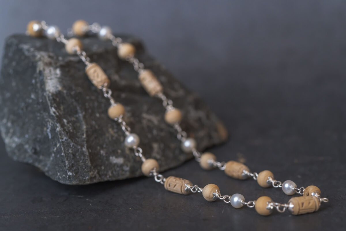 Natural Stylish Tulasi Silver 1 row.Handmade tulsi necklace-hare krishna mala