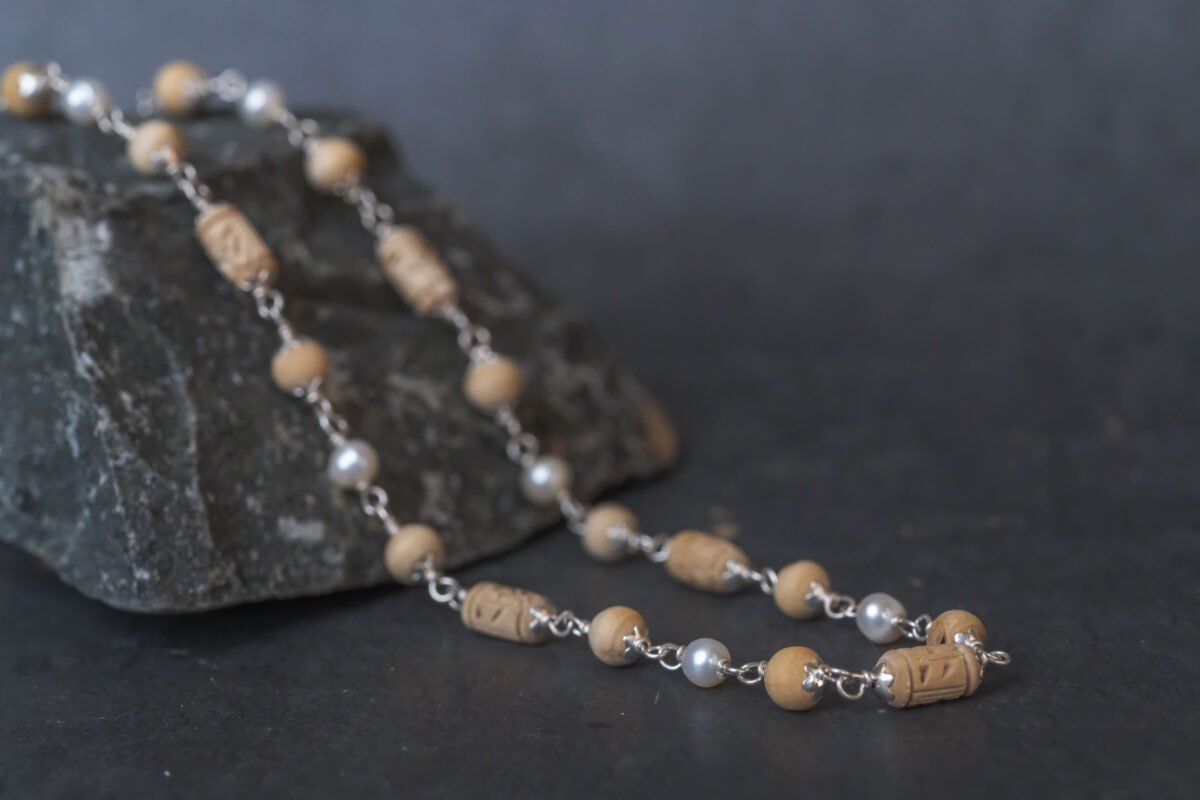 Natural Stylish Tulasi Silver 1 row.Handmade tulsi necklace-hare krishna mala