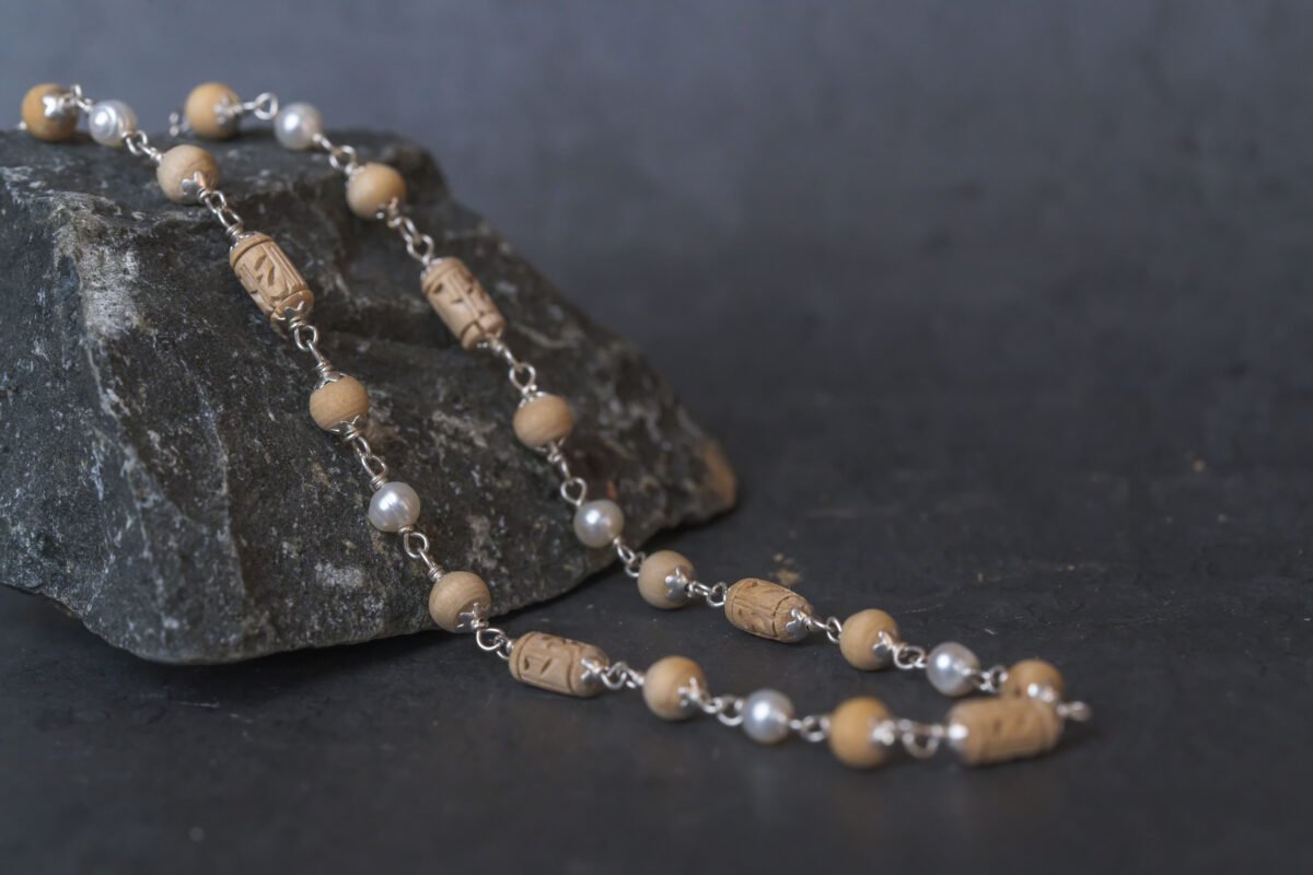 Natural Stylish Tulasi Silver 1 row.Handmade tulsi necklace-hare krishna mala