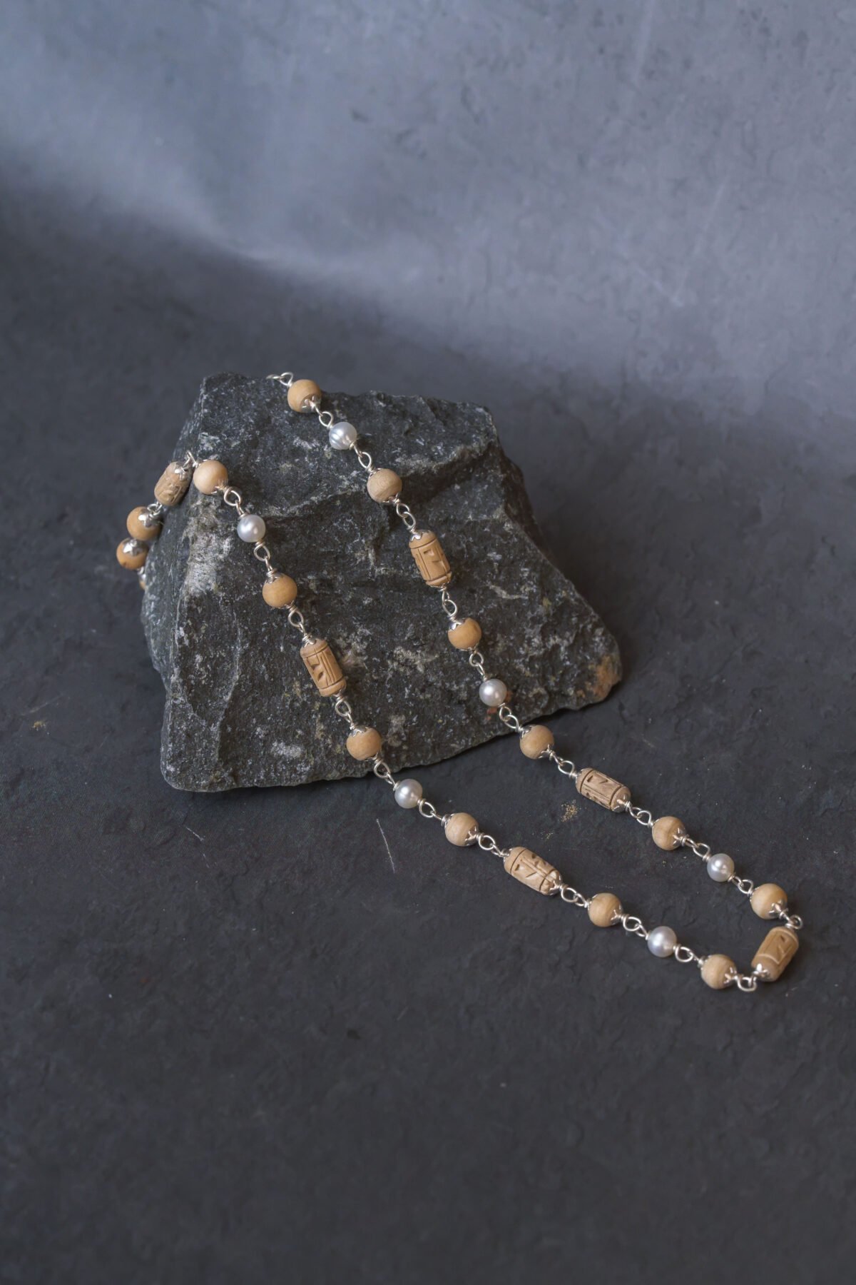 Natural Stylish Tulasi Silver 1 row.Handmade tulsi necklace-hare krishna mala