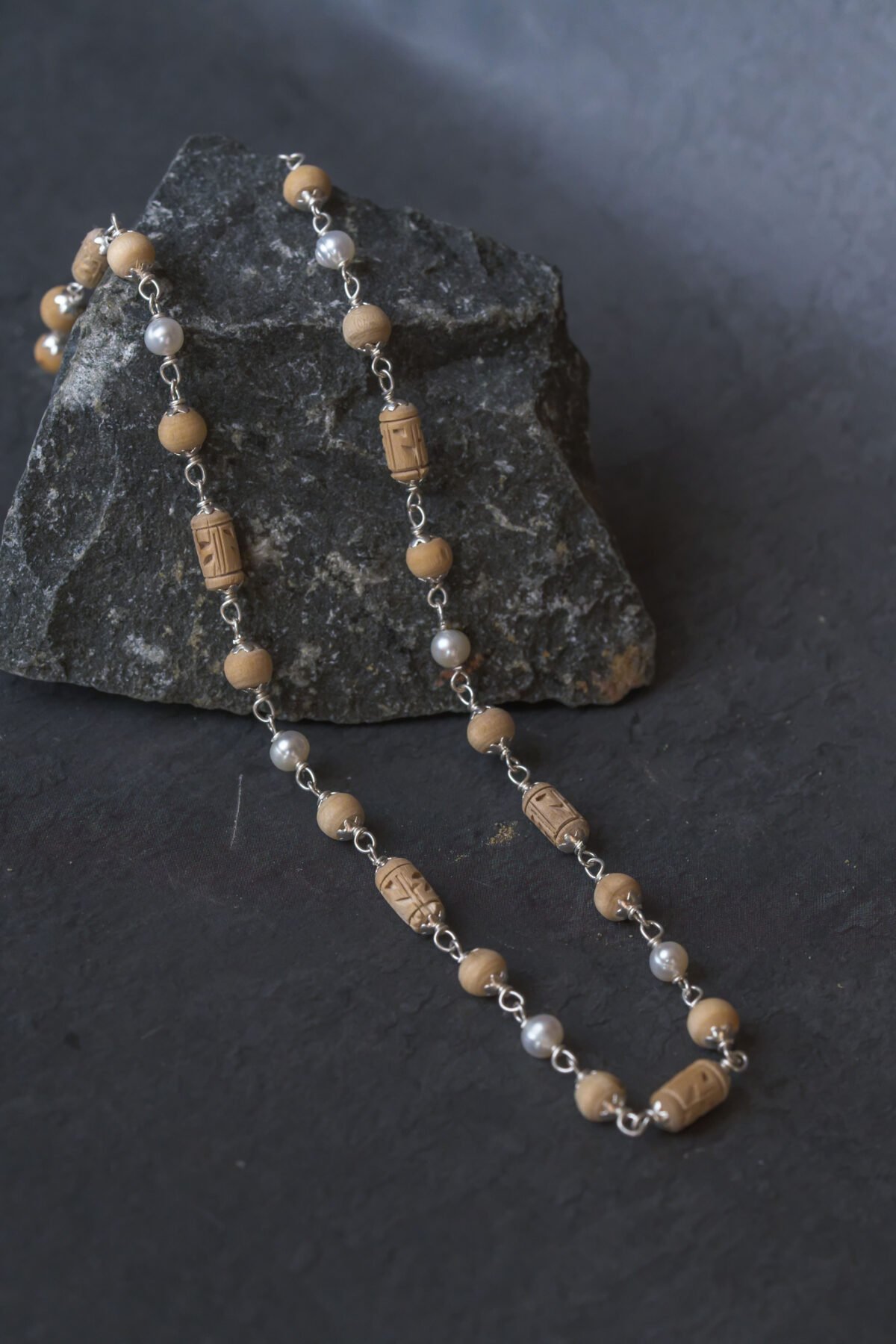 Natural Stylish Tulasi Silver 1 row.Handmade tulsi necklace-hare krishna mala