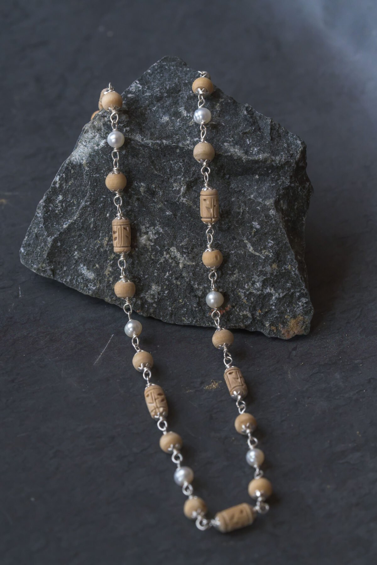 Natural Stylish Tulasi Silver 1 row.Handmade tulsi necklace-hare krishna mala