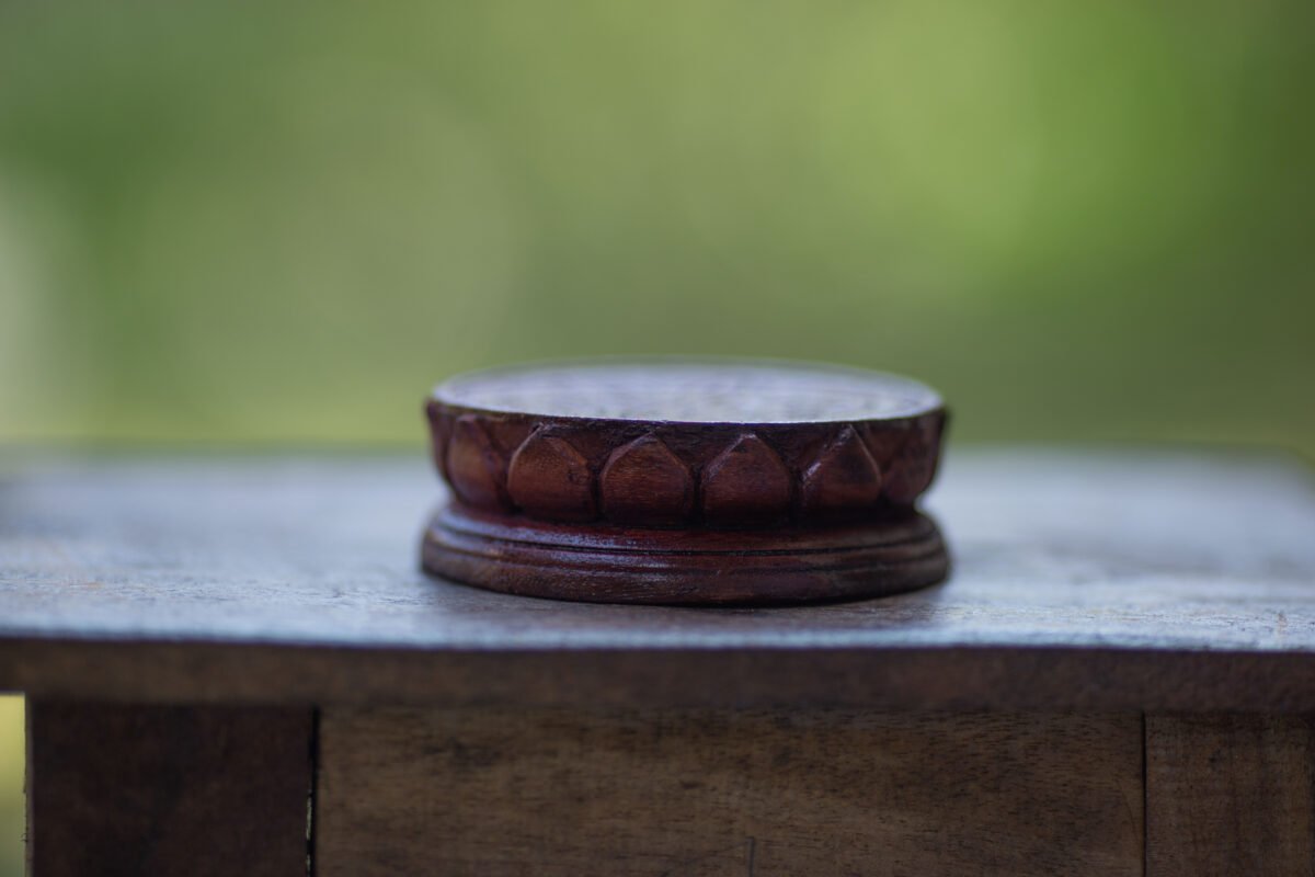 Wooden lotus (one) stand, Asana for Govardhan, Shaligramm, lotus height 3 Inches, diameter 3.3 inches (Copy)