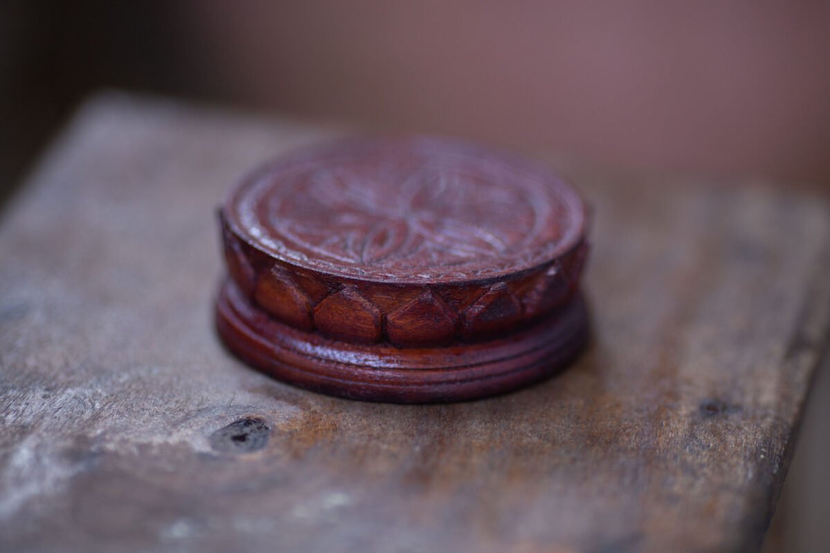 Wooden lotus (one) stand, Asana for Govardhan, Shaligramm, lotus height 3 Inches, diameter 3.3 inches (Copy)