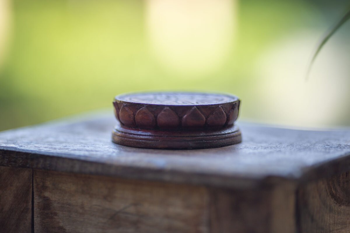 Wooden lotus (one) stand, Asana for Govardhan, Shaligramm, lotus height 3 Inches, diameter 3.3 inches (Copy)