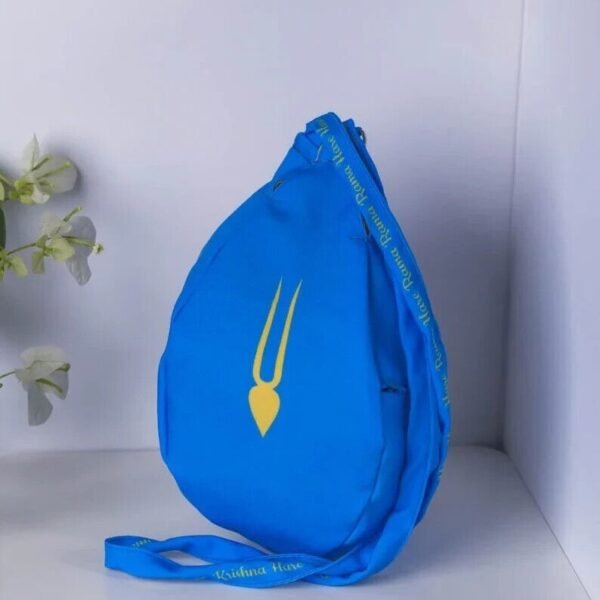 blue Japa Bag withTilak print ,for Tulasi Beads ,Krishna bag.