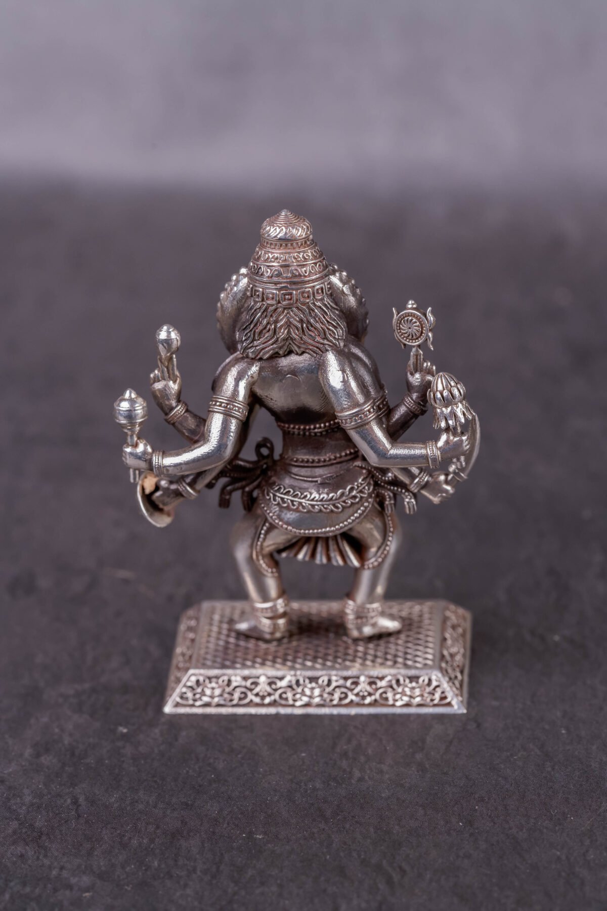 Silver Mayapur  Nrisimhadev murti (solid) 2.64 inches, Pure Silver(91.75) grams, Narasimhadev idol.