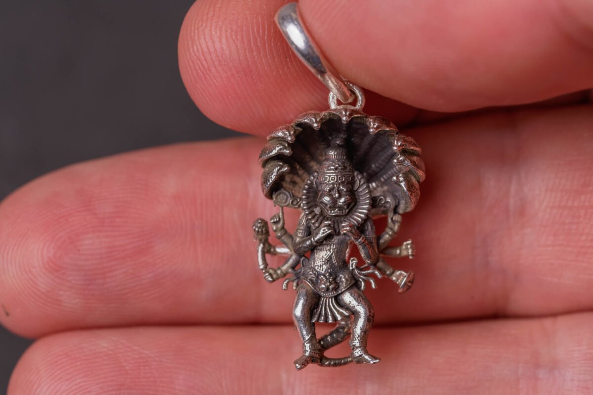 The Lord  Nrisimadev Small Pendant silver 92.5 , mayapur Pendant, Narasimhadev idol .