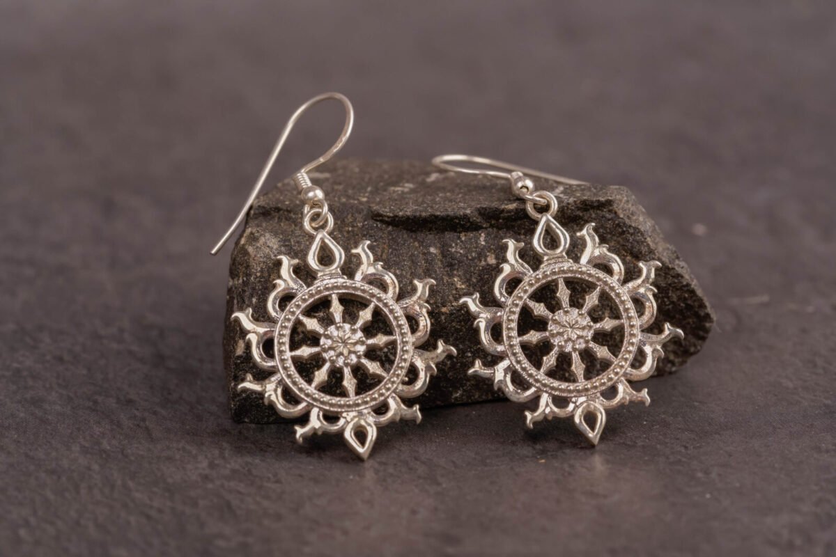 Silver Chakras  earrings , Mayapur , Radhe Style, Hare Krishna, Krishna Style pendant is a beautiful representation of spiritual devotion  silver 92.5,High-Quality details, Hare Krishna, Vayshnava Earrings