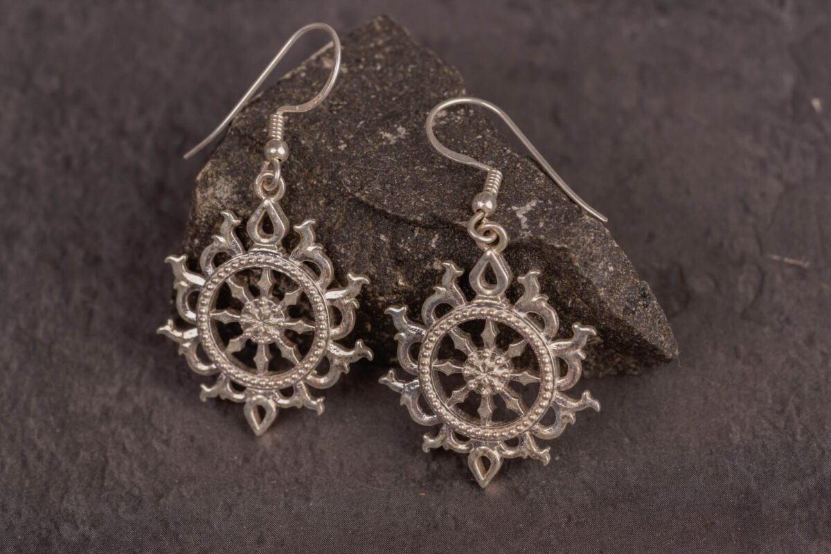 Silver Chakras  earrings , Mayapur , Radhe Style, Hare Krishna, Krishna Style pendant is a beautiful representation of spiritual devotion  silver 92.5,High-Quality details, Hare Krishna, Vayshnava Earrings