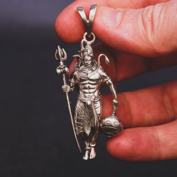 Silver Lord Shiva with Hanuman Pendant 92.5,High-Quality details, Hare Krishna, Vayshnava pendant