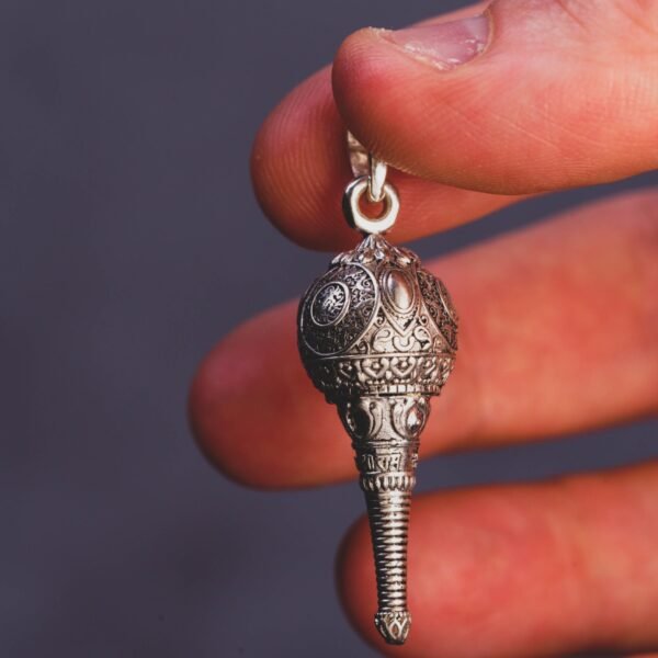 Hanuman Gada Pure Silver 925, Mayapur, Vrindavan, Indian God , Hare Krishna. Pendant 92.5,High-Quality details, Hare Krishna, Vayshnava pendant