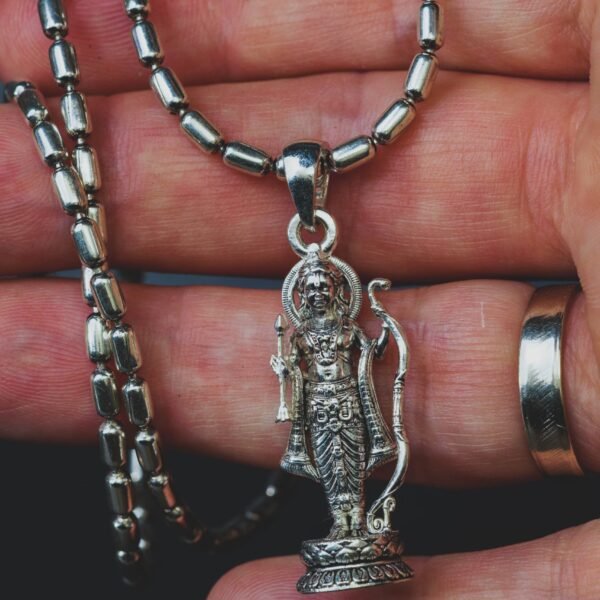 Ram lal silver pendant  with Silver Chain  ,Handmade necklace - hare krishna kanthi mala, , Krishna Style.