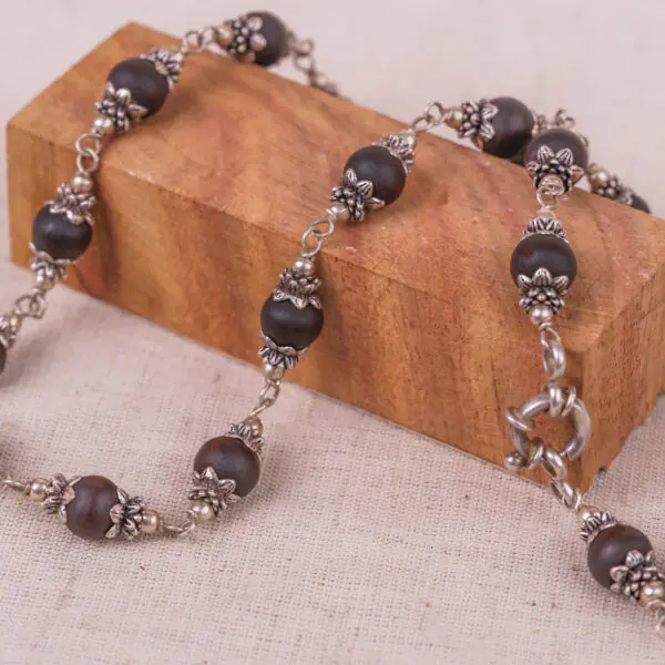 Unisex  Silver Tulasi Handmade tulsi necklace - hare krishna kanthi mala, Krishna Style