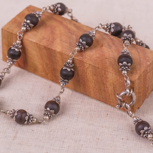 Unisex  Silver Tulasi Handmade tulsi necklace - hare krishna kanthi mala, Krishna Style