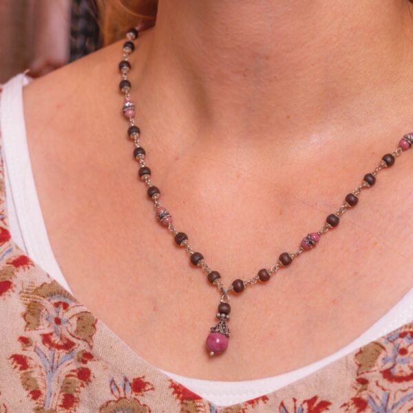 Lady Silver Tulasi Handmade tulsi necklace - hare krishna kanthi mala,Krishna Style