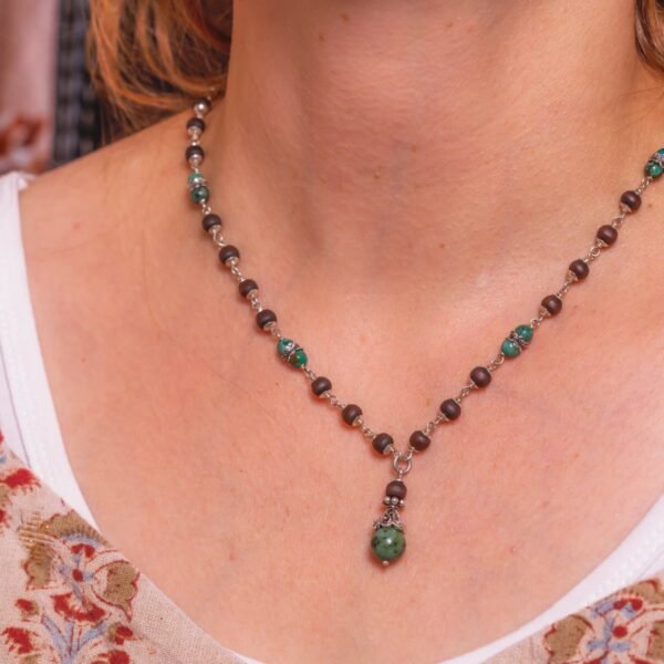 Lady Silver Tulasi Handmade tulsi necklace - hare krishna kanthi mala,Krishna Style