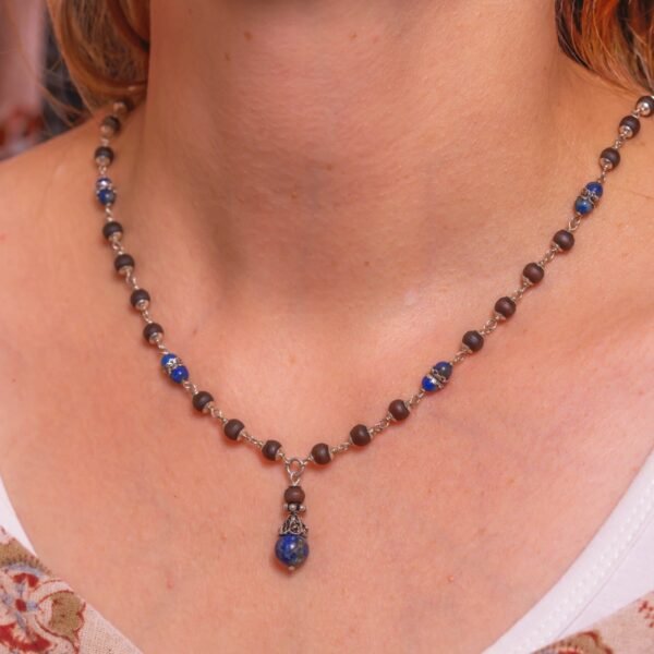 Lady Silver Tulasi Handmade tulsi necklace - hare krishna kanthi mala,Krishna Style