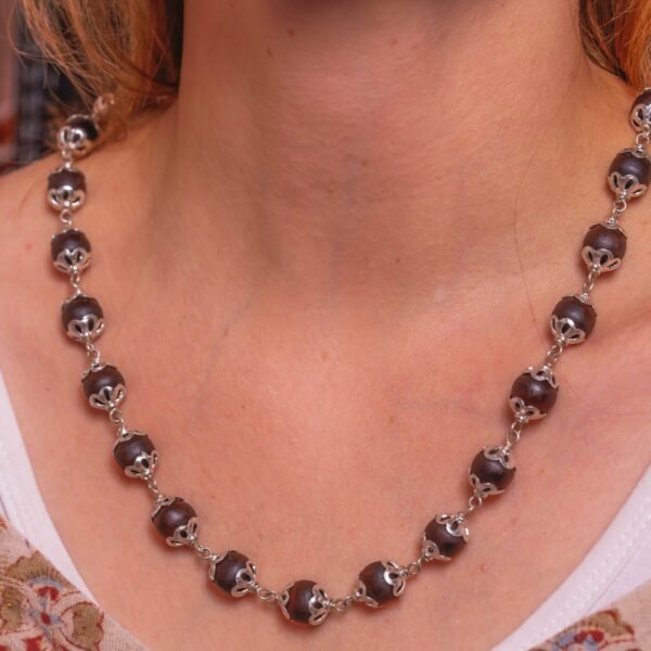 Lady Silver Tulasi Handmade tulsi necklace - hare krishna kanthi mala,Krishna Style