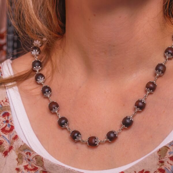 Unisex  Silver Tulasi Handmade tulsi necklace - hare krishna kanthi mala,Krishna Style