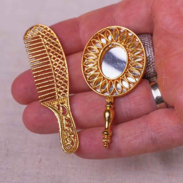 2.5 inches mirror set for Radha Krishna, Govardhan , Shaligramm to decorate your altar, a Krishna-style Altar