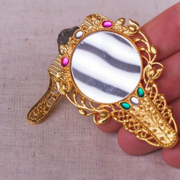 3 inches mirror set for Radha Krishna, Govardhan , Shaligramm to decorate your altar, a Krishna-style Altar