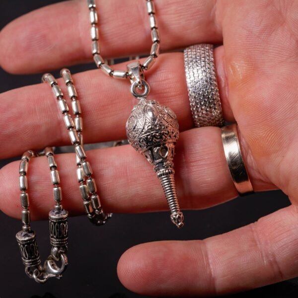 Hanuman Gada with silver chain ,Pure Silver 925, Mayapur, Vrindavan, Indian God , Hare Krishna. Pendant 92.5,High-Quality details, Hare Krishna, Vayshnava pendant